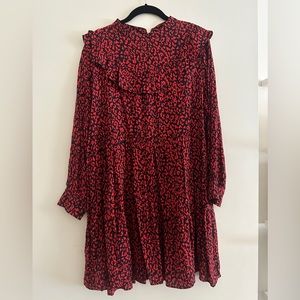 Zara red and black pattern flowy dress